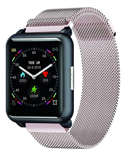Reloj Inteligente Supersonic Electrocardiograma Ecg+ppg Rosa Color Del Bisel Negro Diseño De La Correa Milanese