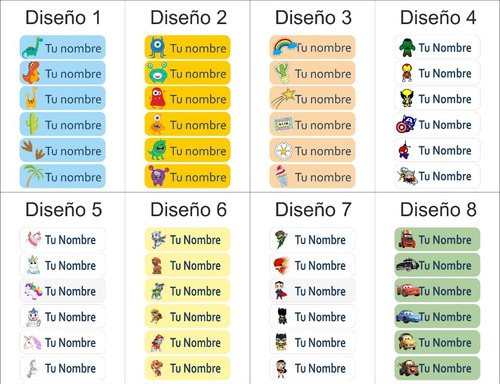 Imagen 5 de 5 de Etiquetas Con Nombre, Varios Motivos Y Tamaños.
