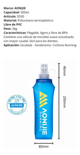 Botella Hidratación 500ml Soft Flask Running Aonijie