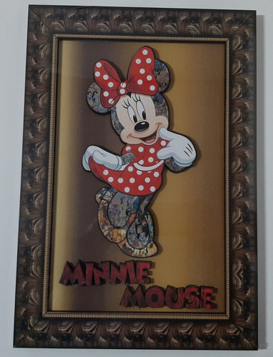 Lindo Quadro Da Minnie Mouse Em Alto Relevo