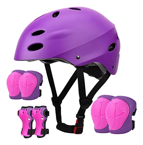 Juego de 7 cascos para niños y rodilleras para niños y niñas, juego de  equipo de protección para niños, casco de patinaje ajustable para niños,  rodilleras y coderas para ciclismo, patinaje, monopatín