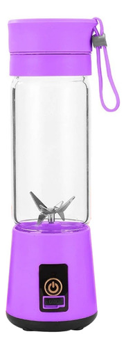 Licuadora portátil Zebbris Mini 380 mL con USB violeta y vaso de plástico