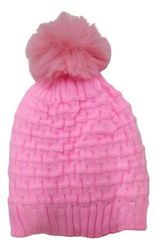 Gorro De Invierno Para Abrigar Con Forro Interno Con Pompón Beige 1