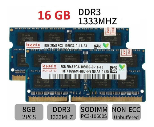 Kit Ram 16gb (2x8gb) Ddr3 1333 Mhz Lenovo,toshiba,asus,etc