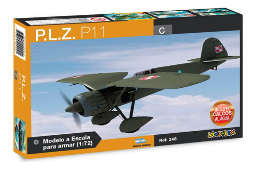 P.z.l. P11 C Avión Escala 1/72 Colección Modelex