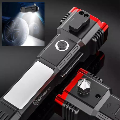 Lanterna De Mão Luz Frontal E Lateral Recarregável Potente Lanterna Preto Luz Branco