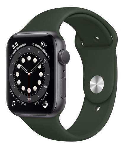 Apple Watch  Series 6 (GPS) - Caixa de alumínio cinza-espacial de 44 mm - Pulseira esportiva verde chipre