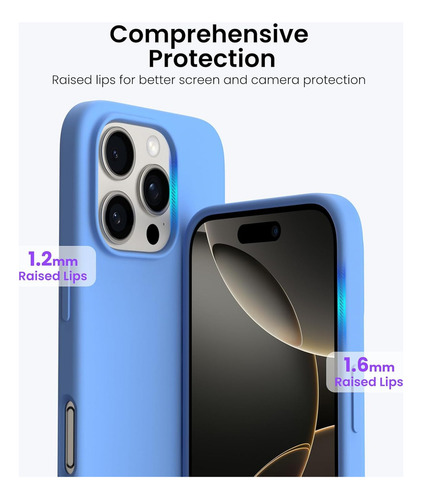Chh Ornarto Funda For iPhone 16 Pro Max, Azul Cielo, Silicona
