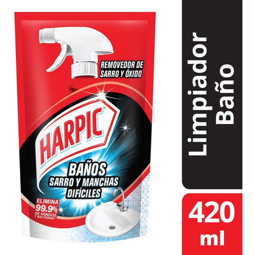 Harpic Limpiador Baños Sarro Manchas Dificiles Doypack 420ml