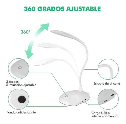 Lámpara Led Ajustable Para Lectura O Escritorio