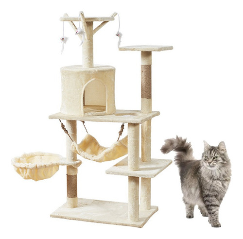 Torre Castillo Rascador Para Gatos Casa - Distintos Modelos Color Beige