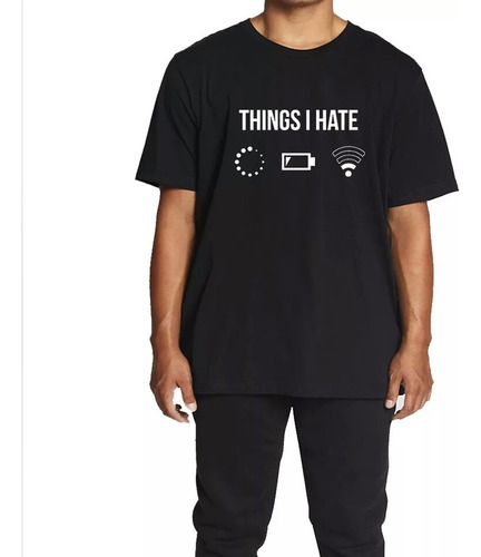 Camiseta Negra Unisex En Algodón Cosas Que Odio Things I Hat