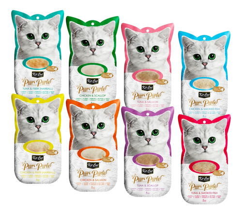 Kit Cat Purr Purée - Pack 8 Variedades  - Snack Premio Gatos