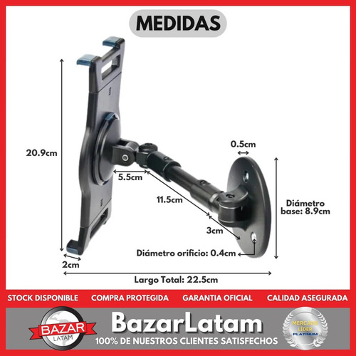 Imagen 6 de 10 de Soporte Tablet Pared Escritorio Brazo Regulable