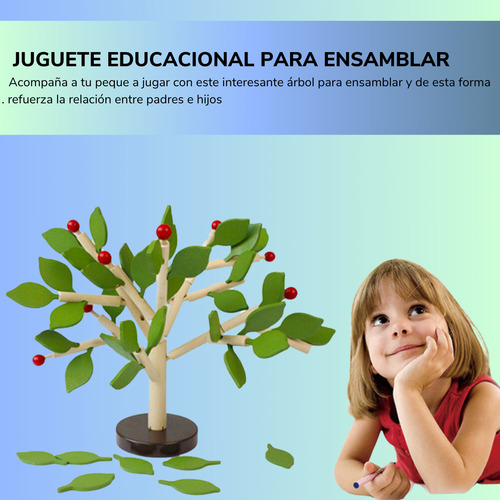 Juguete Montessori Arbol Para Niños Y Niñas Rompecabezas Color Amarillo