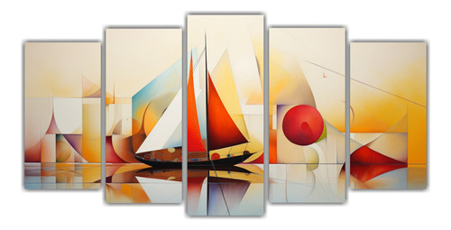200x100cm Cuadros Abstractos De Barcos En Cinco Artes Flores