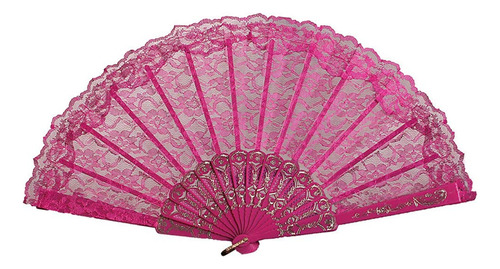 Abanico Retro De Seda Plegable Con Encaje Para Eventos Espec