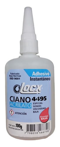 Adhesivo Instantáneo Cianoacrilato Locx 100g Viscosid. Baja