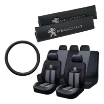 Comprar Funda Ecocuero Gris Y Cubre Cinto Peugeot + Cubre Volante