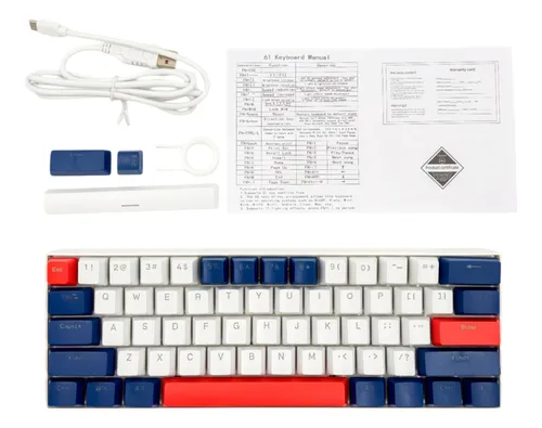 Teclado Mecánico 60% Color Azul Con Blanco Rgb- Switch Azul