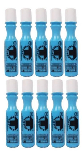 Kit 10 Marcador Industrial Azul 60ml 2mm Traço Forte Baden