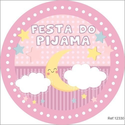 Painel Festa Do Pijama Redondo Em Tecido 1,5x1,5 C/elástico