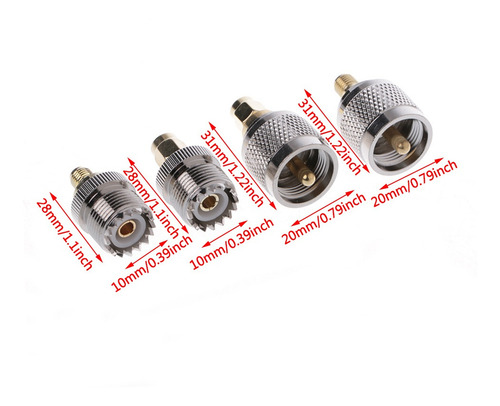 Kit Adaptador De 4 Piezas A13 Pl259 So239 A Sma Macho Hembra