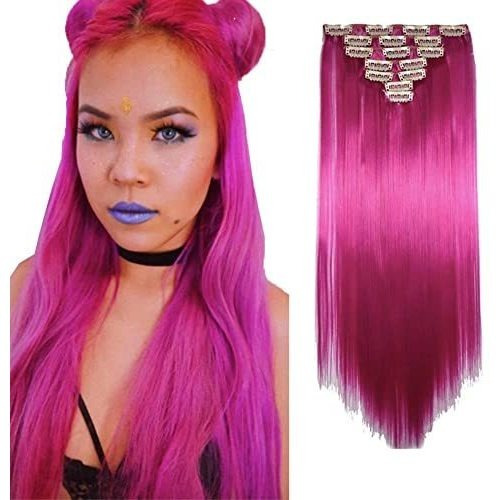 Iluu 22 Inch Hot Pink Color Parte Cosplay Straight R14rh