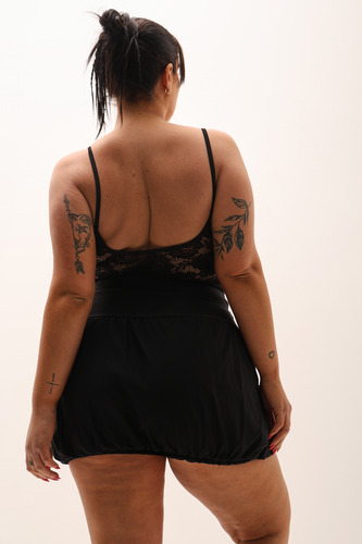 Body Manga Corta De Encaje Para Salir Cheid Mujer Naif Negro S