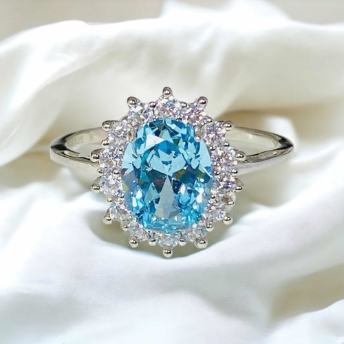 Imagen 2 de 7 de Anillo Plata 925, Topacio Azul Celeste London Blue. 100% Nat