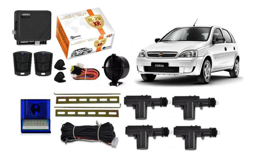 Kit Trava Eletrica + Alarme Novo Corsa Joy Maxx Sedan Hatch