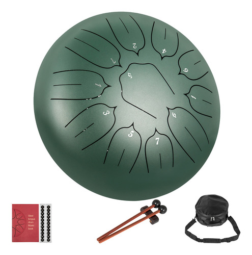 Vevor Tambor De Lengua De Cobre 11 Notas 10´handpan Musica Color Verde Mineral