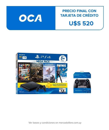 Consola Playstation 4 Ps4 1tb Mega Pack Bundle 6 + Joystick