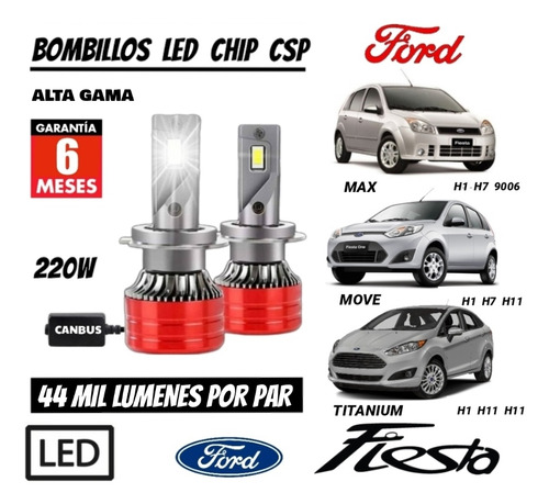 Bombillo Led Chip Csp 44 Mil Lumenes Par Ford Fiesta 