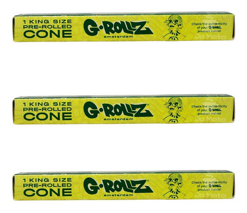 Kit 3 Cone G-rollz Banksy's King Size Bamboo Unbleached
