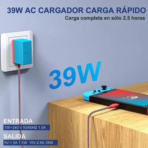 Cargador Nintendo Switch 5v 1.5a/15v 2.6a Ac Adaptador 1.5m