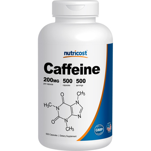 Frasco De Nutricost Caffeine De 500 Cápsulas De 200mg