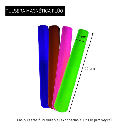 Imagen 5 de 10 de Pulsera Flúo Fluor Luz Uv X25 Cotillon Carioca Fluo