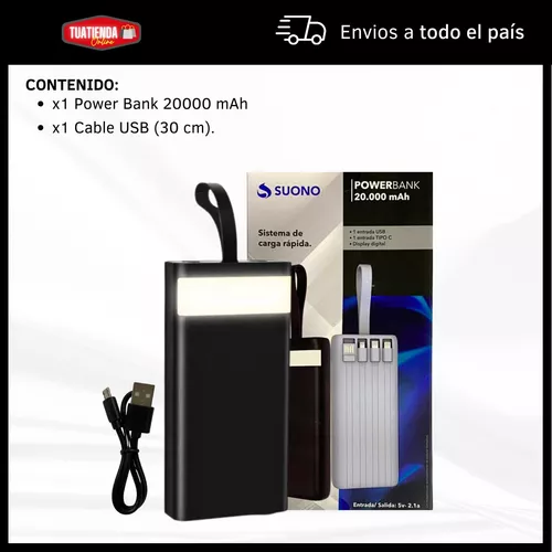 Power Bank Cargador Portátil 20.000mah Carga Rápida Linterna