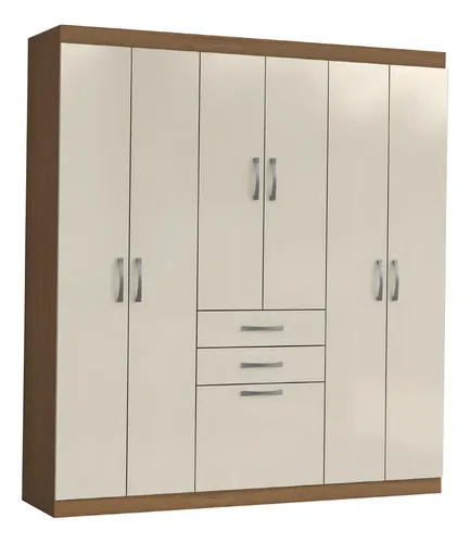 Guarda Roupas Casal 7 Portas 2 Gavetas Lisboa Aramóveis Cor Atac/areia GR7P2G