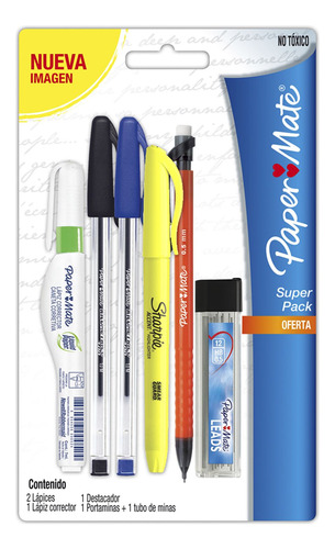 Pack Universitario Bolígrafos Corrector Destacador Goma +