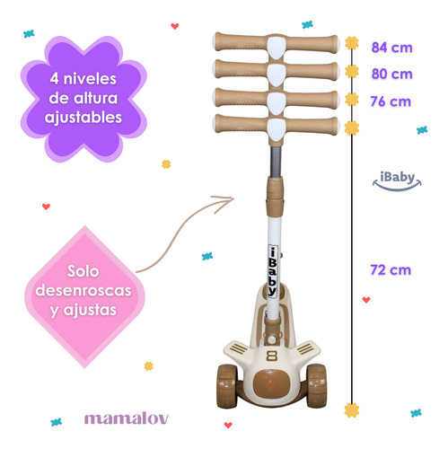 Scooter 2 En 1 Con Asiento Y Música Ibaby Cullinam 2-12 Años