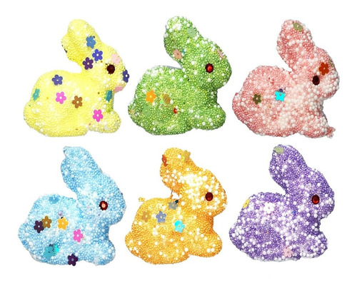 Pack 6 Conejos De Pascua De Espuma Decorativos Coloridos