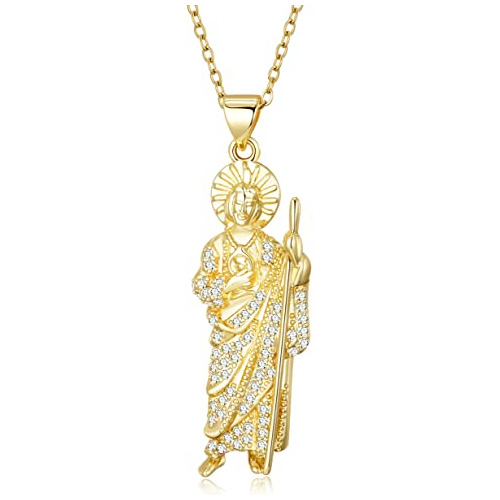 Collar Con Colgante De San Judas Chapado En Oro De 18 Quilat