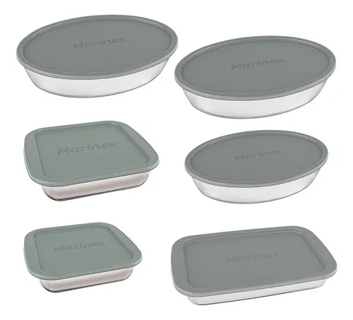 Conjunto Assadeira Marinex 1576 Com Tampa Cinza 6 Peças