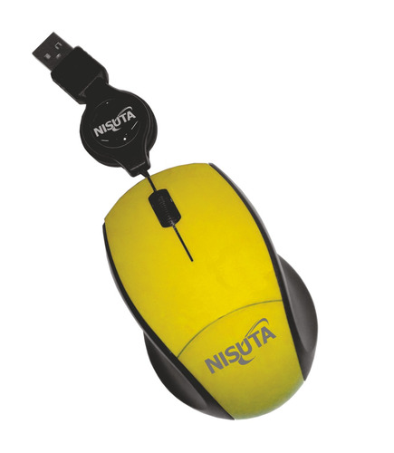 Mouse Usb Mini Retractil Ns-mor31 Amarillo Nisuta