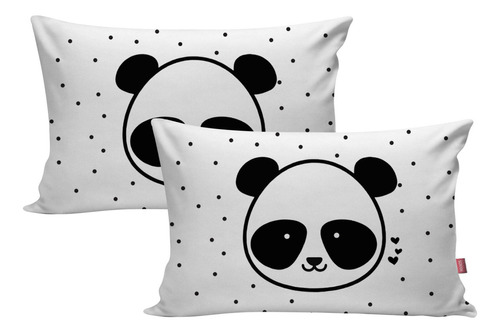 Kit 2 Fronha Capa Travesseiro 70x50 Panda Animal Urso Ani02