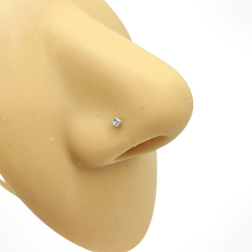 Piercing Nostril Poste Con Piedra De Plata 925 Para Nariz Color Plateado