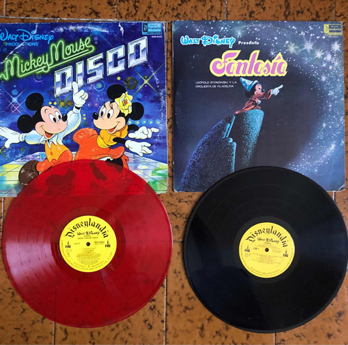 Mickey Mouse 2 Lp Fantasía Y Mickey Disco Vinilo  Color Rojo