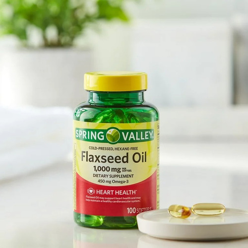 Spring Valley Flaxseed Oil (1000mg - 450mg 100 Softgels)